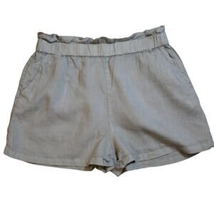 C&C California Linen Shorts Khaki Elastic Waist Pockets Women’s L